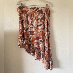 Nine West Skirt Midi Asymmetrical Flowy Floral Lightweight Travel Resort